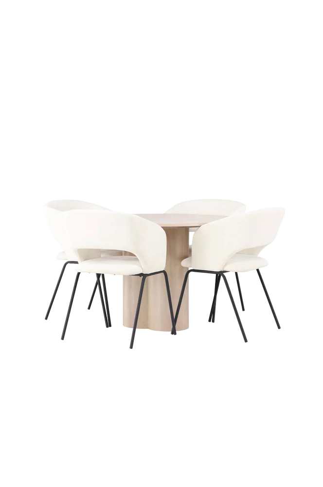 Spisegruppe Olivia med 4 stk stoler Day - Hvit m v:5286294
