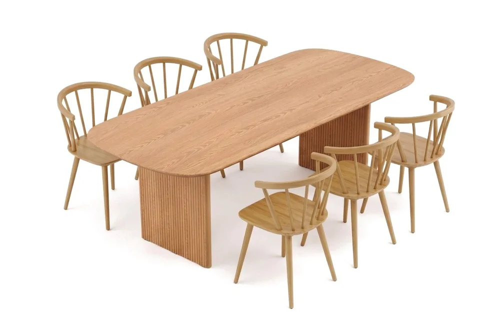 Alma spisegruppe rektangulær 220 cm eik med 6 Tyrö spisestoler v:5417258