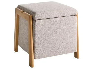 Puff med oppbevaring EDLAND 45 cm Beige v:4891915