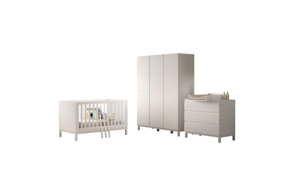 Byrå med skötbord juniorsäng garderob Jaxx Eva Jaxx White v:1543009