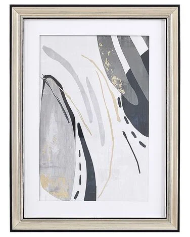 Innrammet veggbilde HIDMO 30 x 40 cm Abstrakt motiv Grå v:7995129