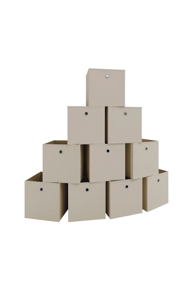 Sett med 10 sammenleggbare bokser Boxas – Natur m v:1343287