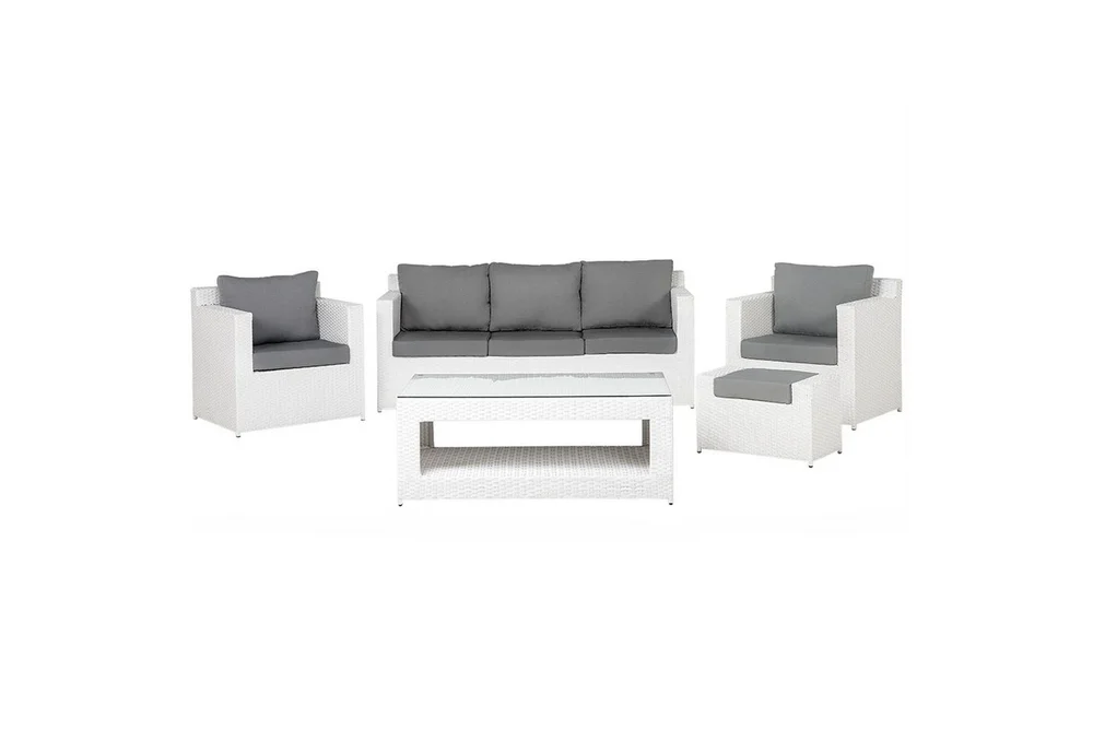 Loungegrupp med bord Beliani Roma White||Grey v:8148603