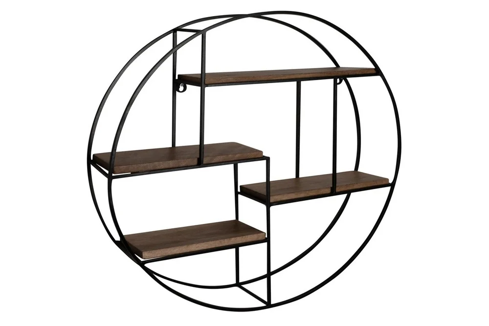 Vegghylle Wohnling Rundt heltre med metallramme veggmontert industrielt v:9685351 Vegghylle Wohnling Rundt heltre med metallramme veggmontert industrielt v:9685351