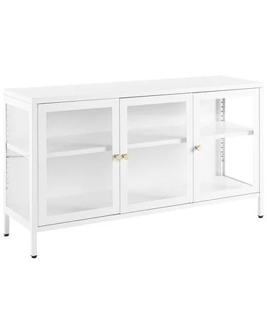 Skjenk med glassdører NEWPORT 115 cm Metall Hvit v:1934459 Skjenk med glassdører NEWPORT 115 cm Metall Hvit v:1934459