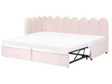 Uttrekksseng Fløyel TERROU 90 x 200 cm Pastellrosa v:1266331 Uttrekksseng Fløyel TERROU 90 x 200 cm Pastellrosa v:1266331