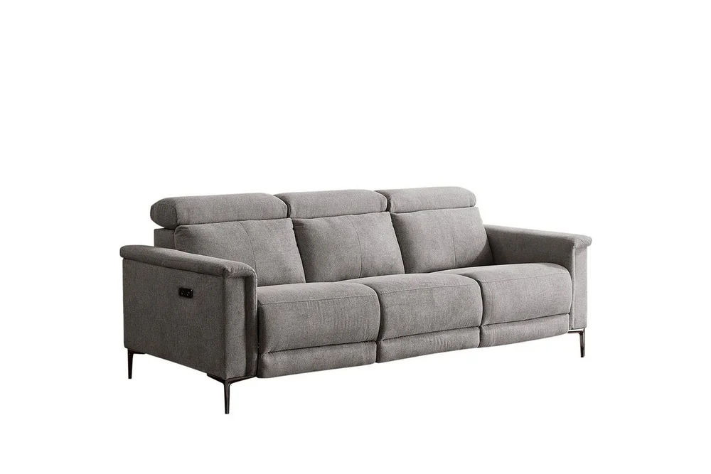 Reclinersofa uten hjørne Loft24 3-seters sofa Lund cognac Ljusgrå v:3541048