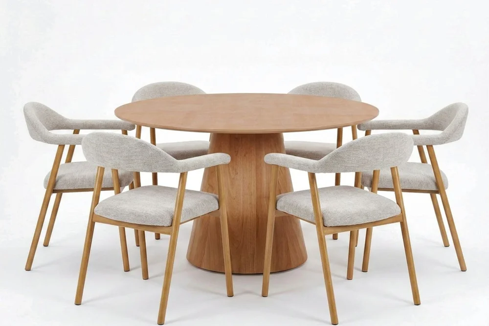 Siena spisegruppe rund 130 cm eik med 4 Ronja spisestoler v:9763317