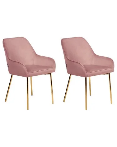 Sett med 2 spisestoler LOVERNA Fløyel Rosa v:1851657 Sett med 2 spisestoler LOVERNA Fløyel Rosa v:1851657