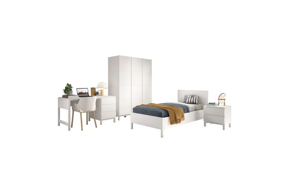 Seng med nattbord garderobe skrivebord Eva 3-dører v:8260254