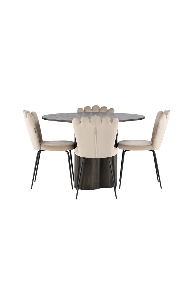 Spisegruppe Olivia med 4 stk spisestoler Limhamn - Brun m v:7600679