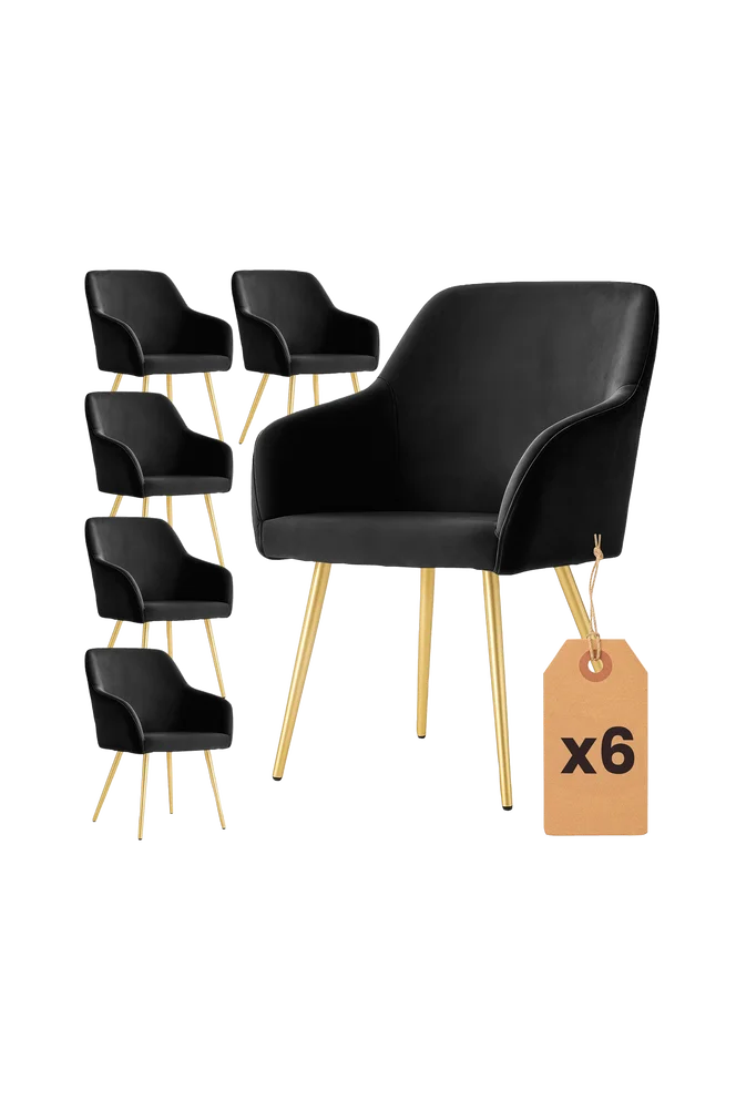 Akord Estelle Smooth Velvet polstret spisestol, sett med 6 stk. – Flerfarget m v:5742138 Akord Estelle Smooth Velvet polstret spisestol, sett med 6 stk. – Flerfarget m v:5742138