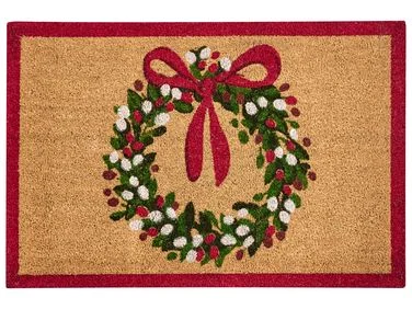 Dørmatte BULUSAN Naturlig 60 x 90 cm Julemønster Kokosfiber v:8816822 Dørmatte BULUSAN Naturlig 60 x 90 cm Julemønster Kokosfiber v:8816822