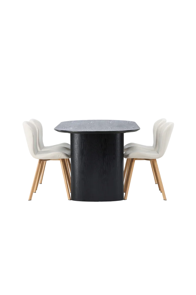 Spisegruppe Isolde med 4 stk stoler Lilja - Svart m v:7076325
