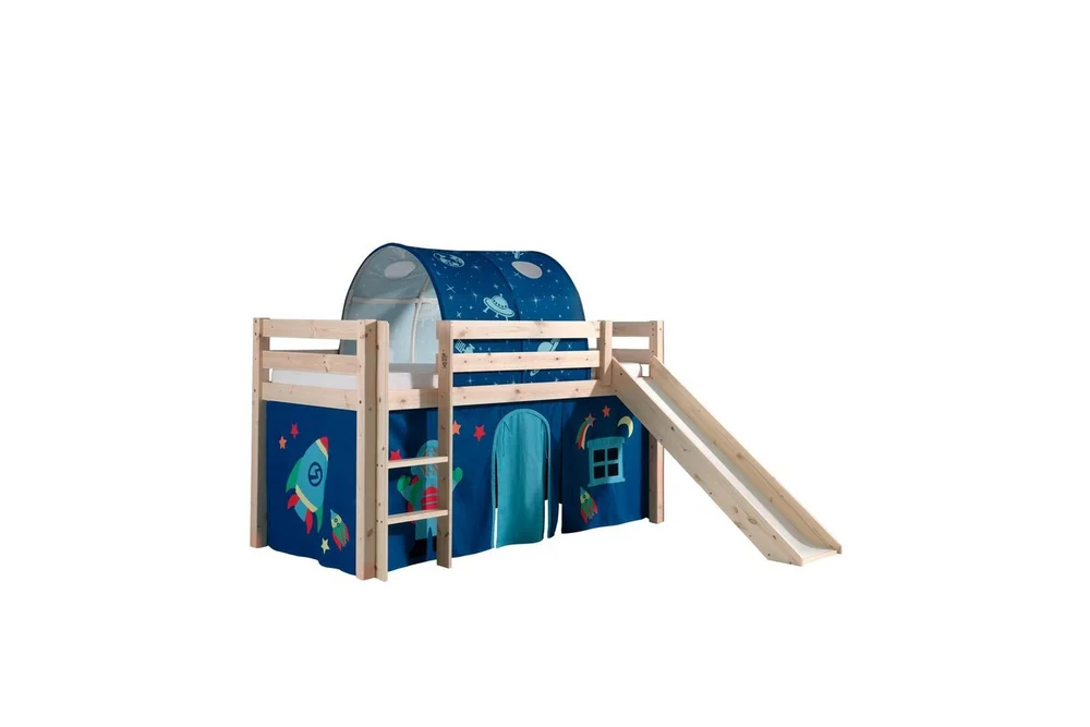 Middelseng med gardin Pino Astro Naturlig, Naturlig, Med sklie, Med tunnel, Ingen lommer v:6544853