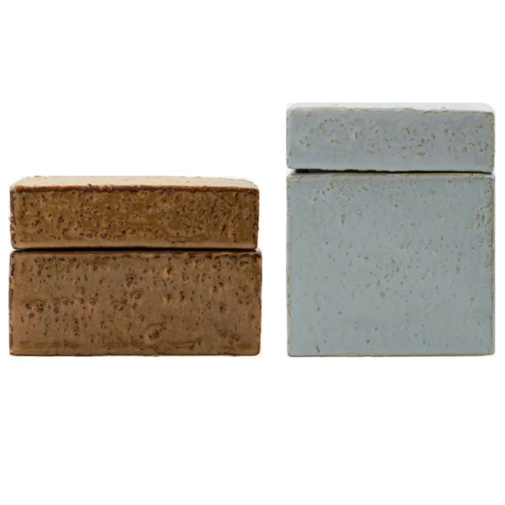 Treasure Oppbevaringskrukke 2 Deler, Brun/Lyseblå v:436382