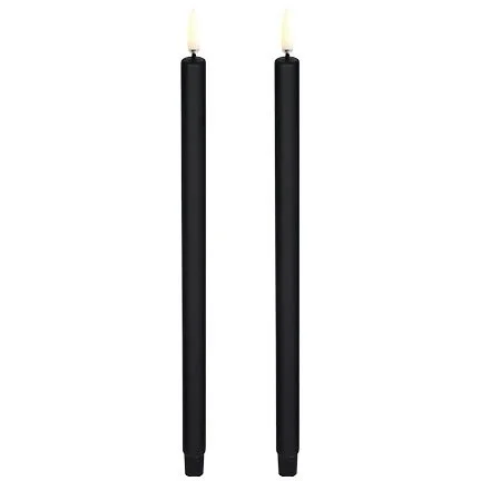 LED Kronelys 2-pk 2,3 x 25,5 cm, Svart v:6593576 LED Kronelys 2-pk 2,3 x 25,5 cm, Svart v:6593576