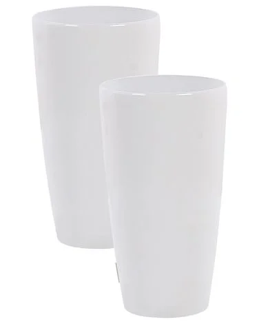 Sett med 2 plantepotter TSERIA 32 cm Hvit v:7079793