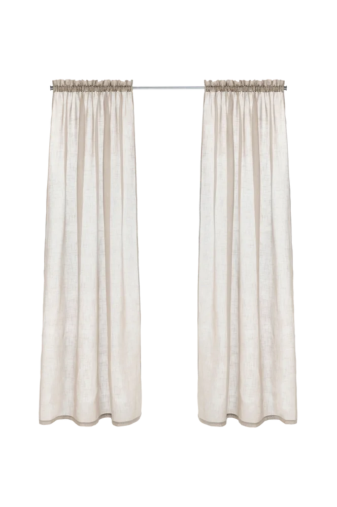 Gardin med løpegang Lara 2-pk – Beige – Tekstiler | m v:5849649