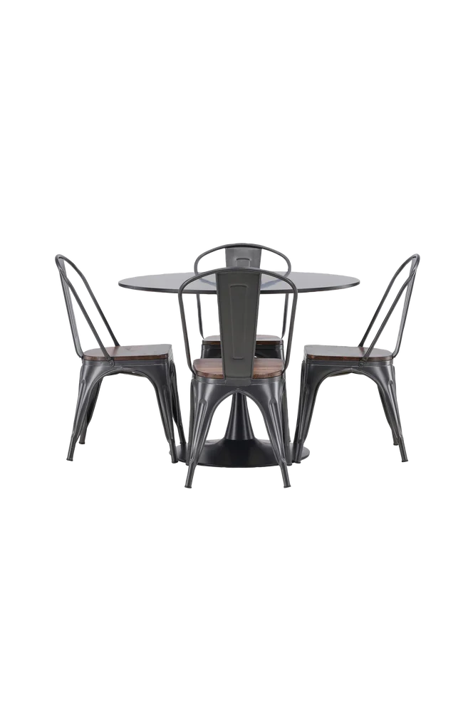 Spisegruppe Glade med 4 stk spisestoler Tempe - Svart m v:9720788