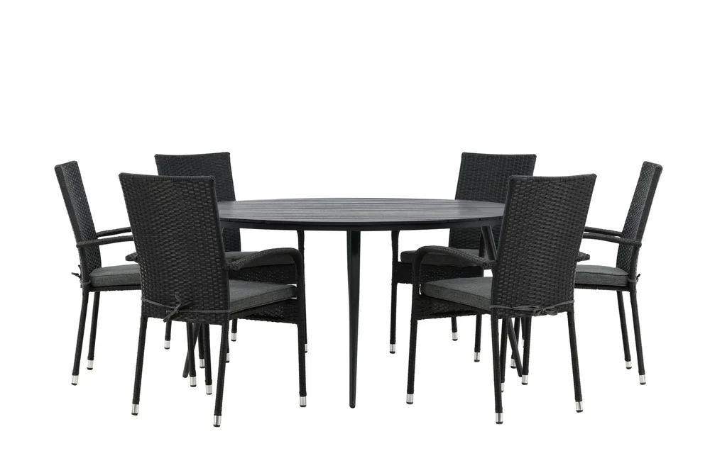 Break Spisegruppe Rund 150 cm + 6 Anna Spisestol v:6246370