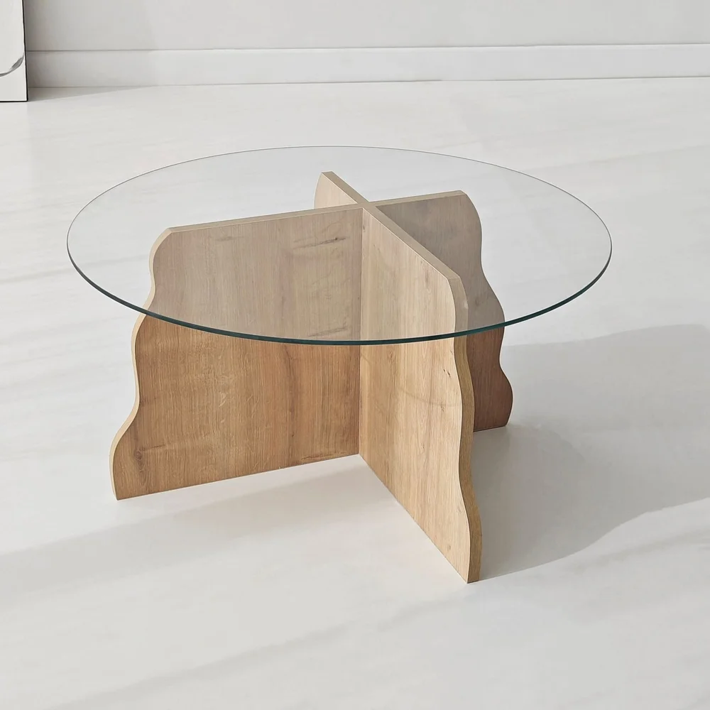 Fikret sofabord 75 cm rundt glass v:1788649