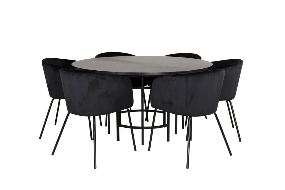 Spisegruppe Möbelfashion Copenhagen spisegruppe 140 cm rund med 6 Berit-stoler Svart v:5911966