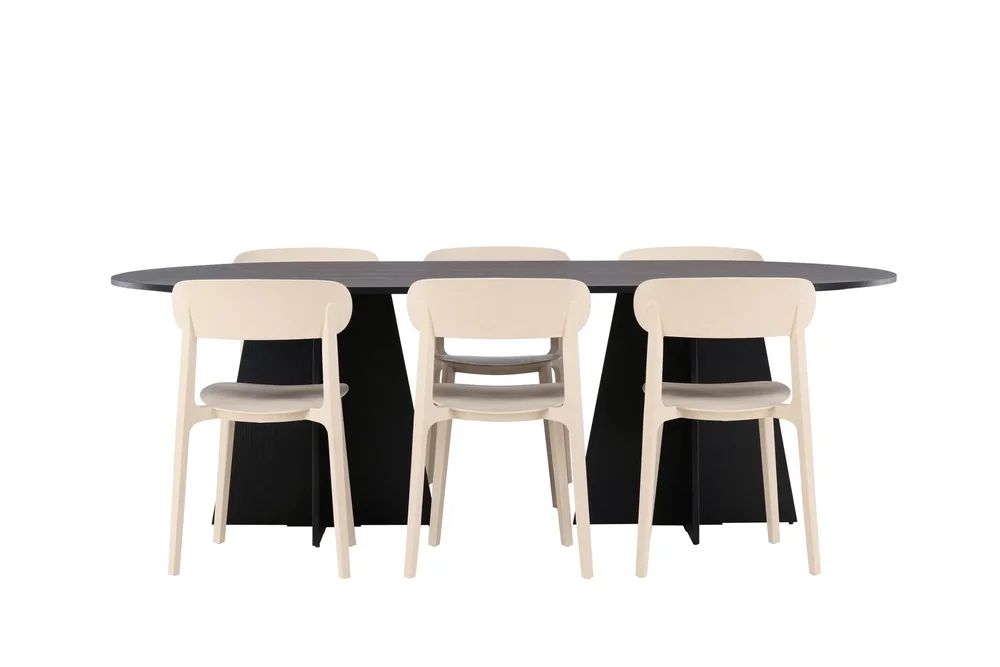 Bootcut Spisegruppe 230 cm Oval med 6 Åstol Stoler v:6130913 Bootcut Spisegruppe 230 cm Oval med 6 Åstol Stoler v:6130913