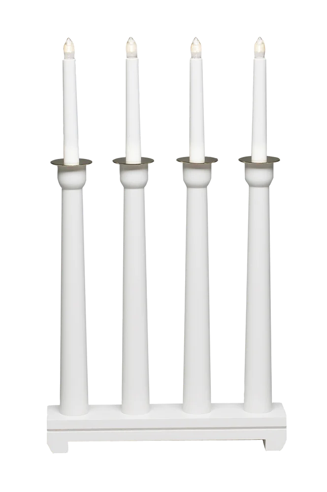 Lysestake av tre, 4 pærer, 50 cm – Hvit – Belysning | m v:9144789