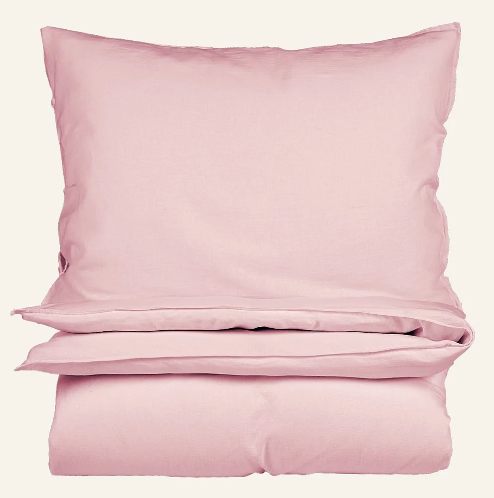 Lin & bomull sengesett pudderrosa – 140×200 cm v:5743966