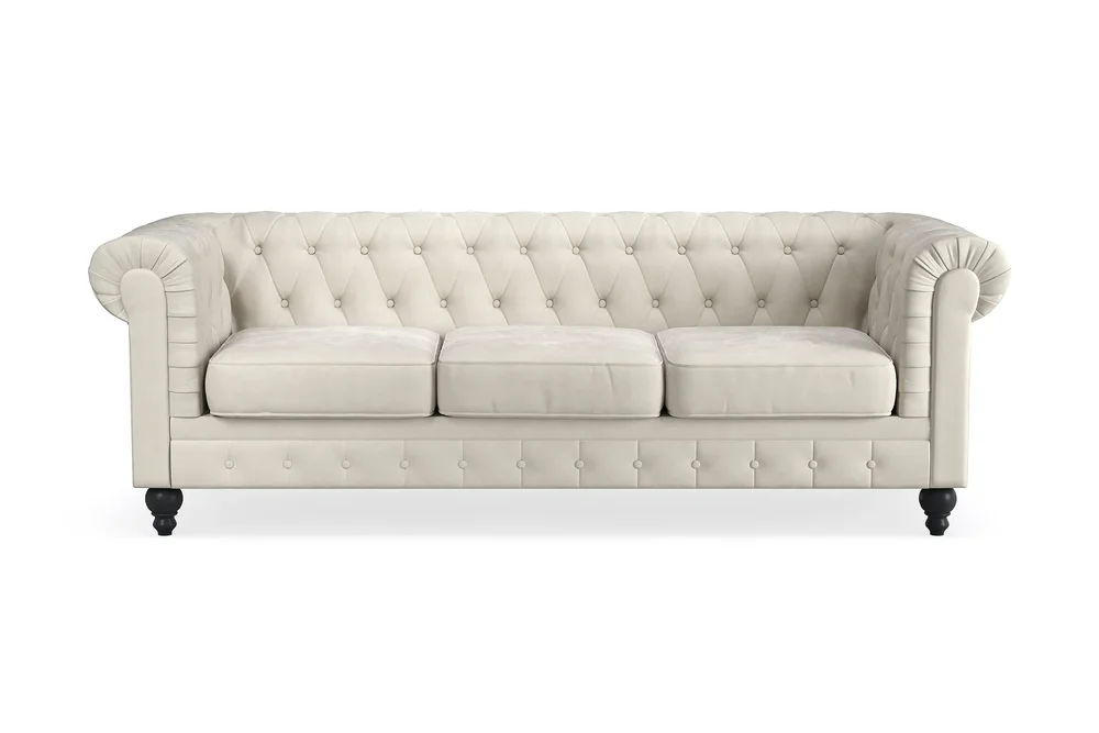 Chesterfield Lyx 3-seter Fløyelssofa – Dyp sofa v:1422381
