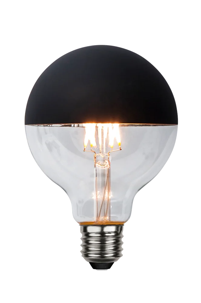 Lyspære E27 LED Kule 95 mm Toppforspeilet Svart 2,8W – Svart – Belysning | m v:8967868 Lyspære E27 LED Kule 95 mm Toppforspeilet Svart 2,8W – Svart – Belysning | m v:8967868