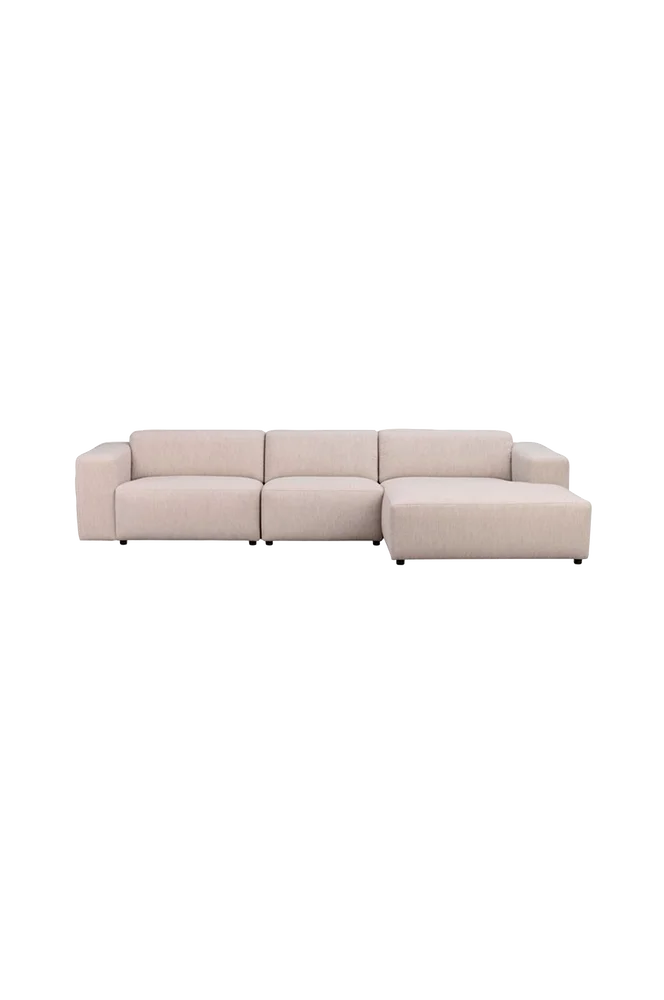 Sofa Willard, 4-seter med sjeselong til høyre - Beige m v:6479997