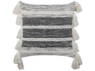 Pyntepute ROCHEA 45 x 45 cm Bomull Svart Stripete mønster v:2819647