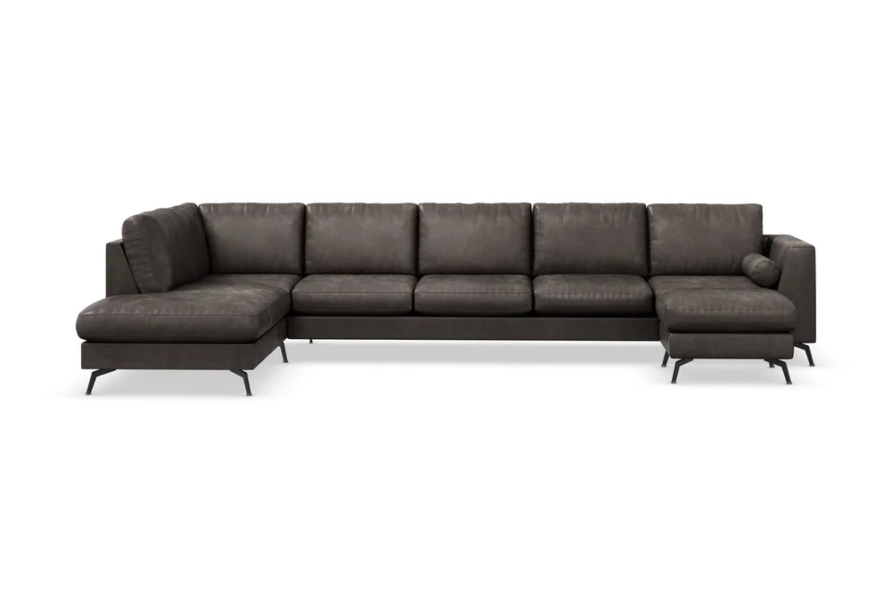 Ocean Lyx 6-seters Venstrevendt U-formet Sofa med Divan og Sjeselong + Fotskammel i Kunstlær v:5307694