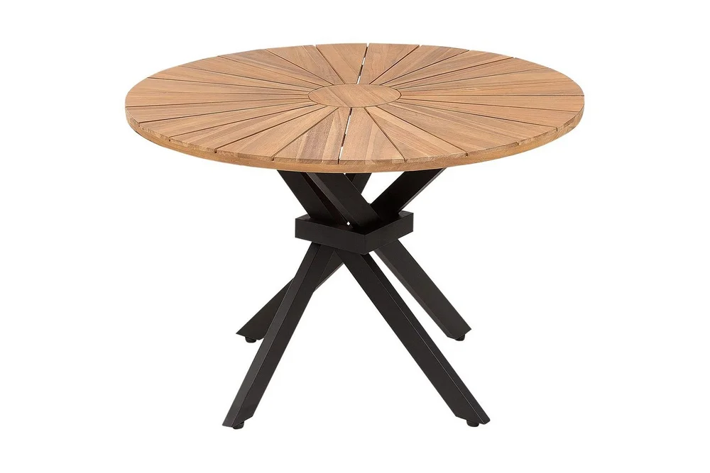 Runt bord Beliani Cissone Light wood||Black v:1795498