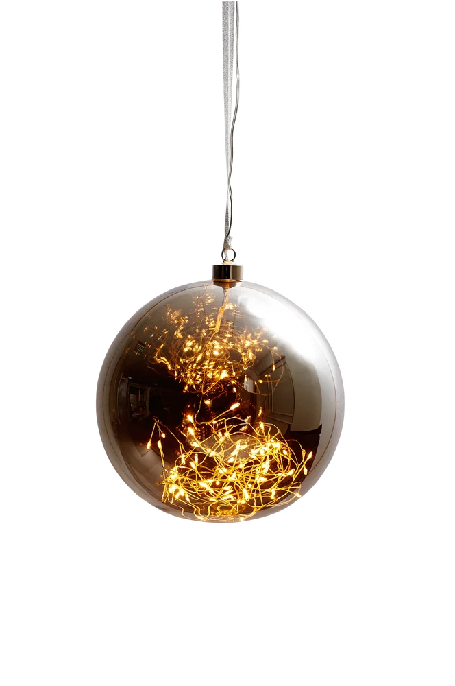 Glasskule Glow, 20 cm – Sølv – Belysning | m v:3312503 Glasskule Glow, 20 cm – Sølv – Belysning | m v:3312503