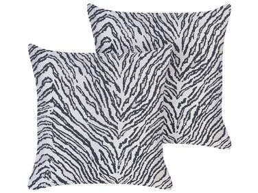 Sett med 2 pynteputer MANETTI 45 x 45 cm Svart/lysegrå Dyremønster v:3583776 Sett med 2 pynteputer MANETTI 45 x 45 cm Svart/lysegrå Dyremønster v:3583776