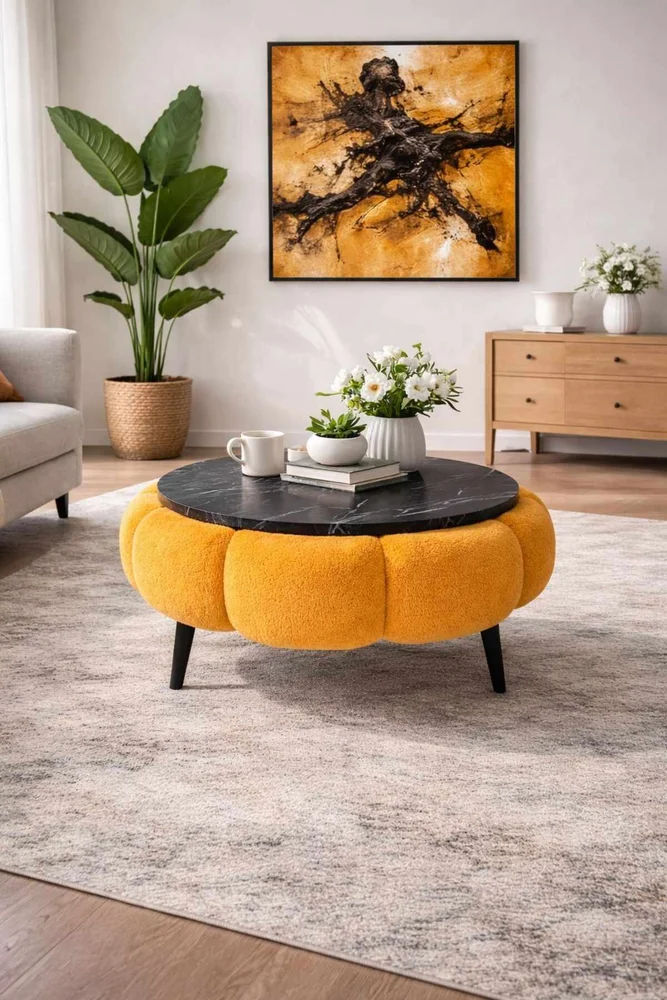 Sofabord Homitis Papatya 60 (Ø60 x H44 cm) Oransje svart marmor v:3867055 Sofabord Homitis Papatya 60 (Ø60 x H44 cm) Oransje svart marmor v:3867055