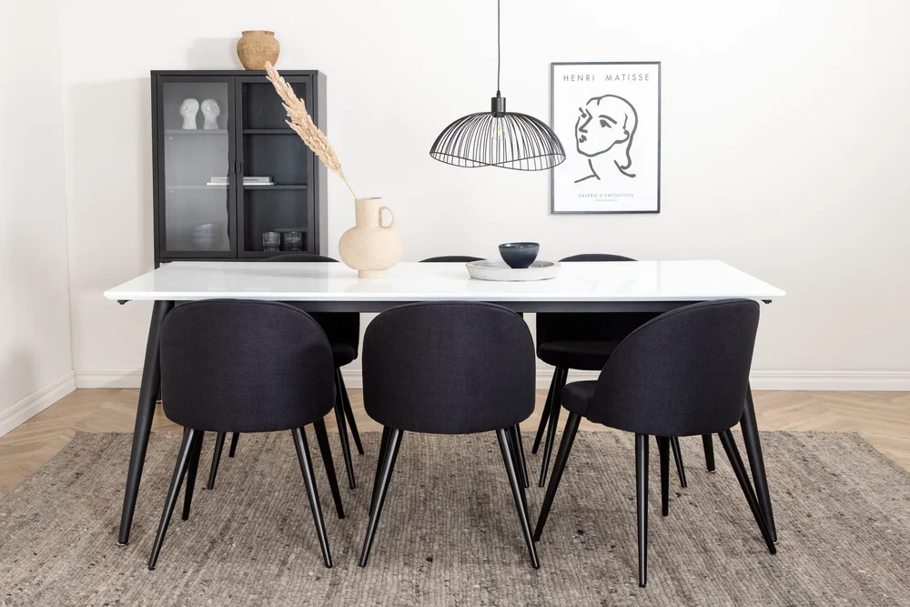 Jimmy Spisegruppe 195 cm Rektangulær med 6 Velvet Stoler v:3172518