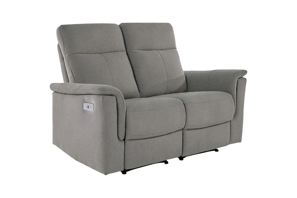 Sofa 2-seter Southbrook Lys grå, Stoff/tre/metall, Elektrisk recliner v:2524099