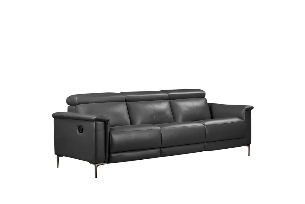Sofa 3-seter Lund Grå, PU, Manuell hvilestol v:7231572