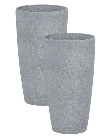 Sett med 2 plantepotter ABDERA 23 cm Grå v:503349