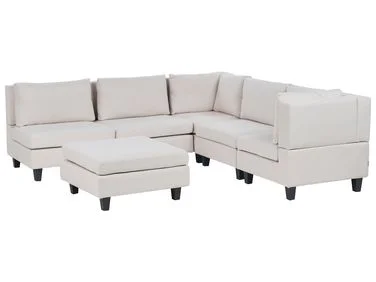 Modulær hjørnesofa 5-seters UNSTAD med fotskammel Lys beige Venstrevendt v:5488404 Modulær hjørnesofa 5-seters UNSTAD med fotskammel Lys beige Venstrevendt v:5488404