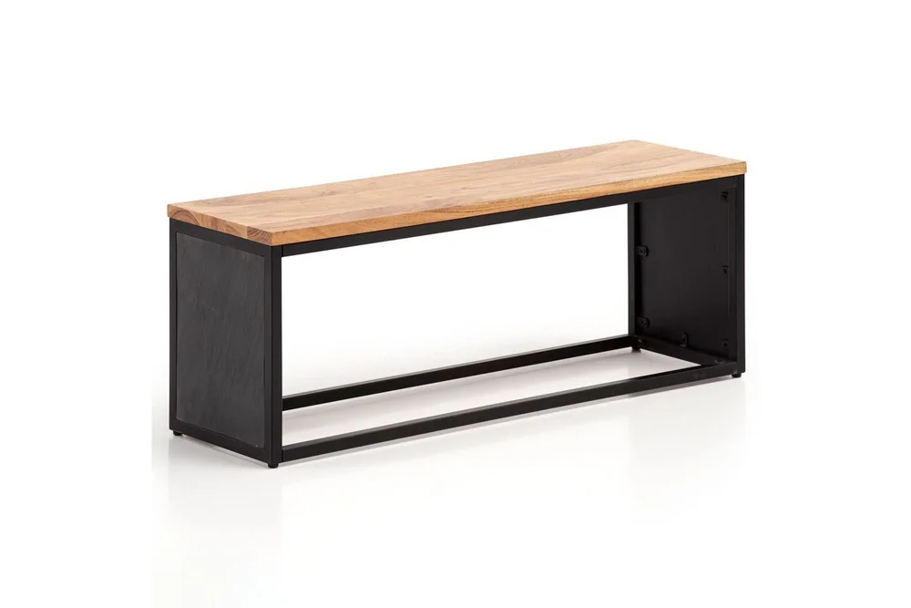 Benke Wohnling Industriell massivtre akasie sete steinlook metallramme v:9266923