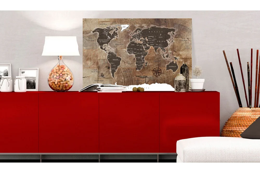 Tavle World Map: Wooden Mosaic 120X80 v:3928328