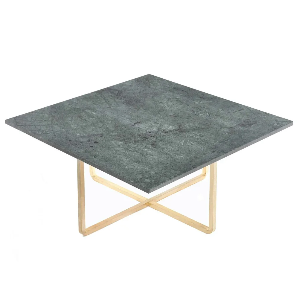 Ninety Sofabord 80 cm, Messingstativ, Grønn Marmor v:4265468
