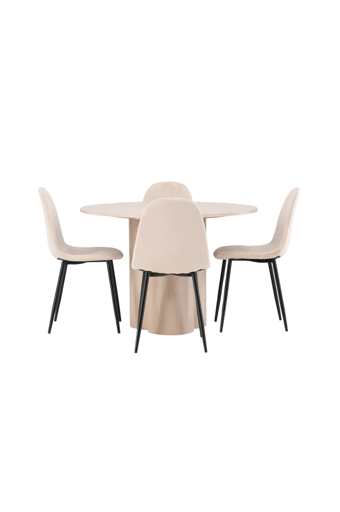 Spisegruppe Olivia med 4 stk spisestoler Polar - Brun m v:1777555