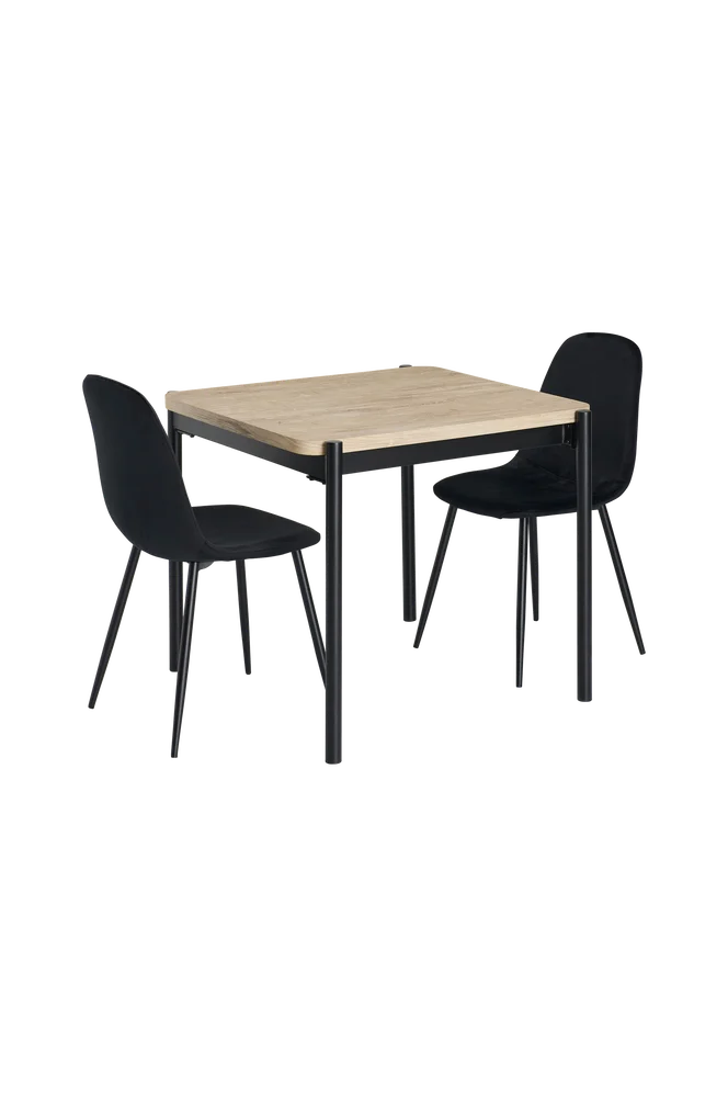 Spisegruppe Gilda 2 Stolar, 75x85 cm - Svart m v:1726347