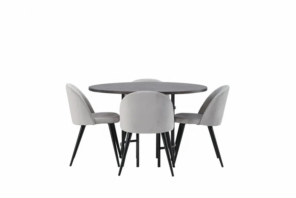 Copenhagen Spisegruppe 115 cm Rund med 4 Velvet Stoler v:8486068 Copenhagen Spisegruppe 115 cm Rund med 4 Velvet Stoler v:8486068